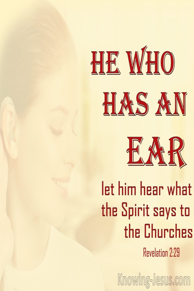 Revelation 2:29 He Who Has An Ear Let Him Hear (maroon)